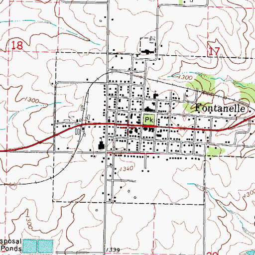 Topographic Map of Fontanelle Library, IA