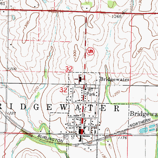 Topographic Map of Nodaway Valley West Elementary School, IA