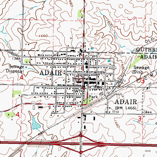 Topographic Map of Adair Fire Department, IA