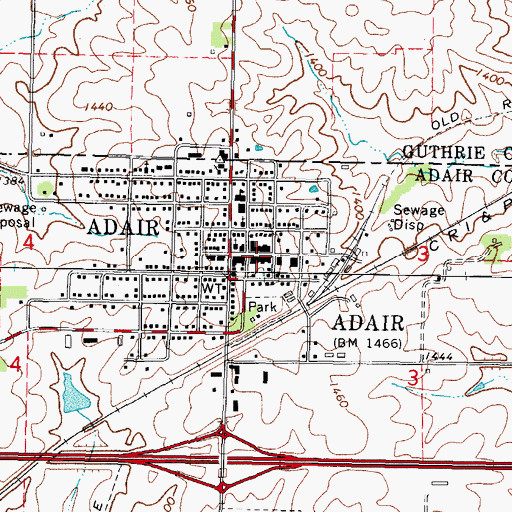 Topographic Map of Adair Police Department, IA