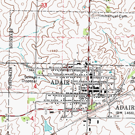 Topographic Map of Immanuel Lutheran Church, IA