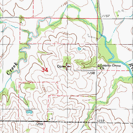 Topographic Map of Loucks Grove Cemetery, IA