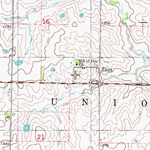 Topographic Map of Hill of Zion Cemetery, IA