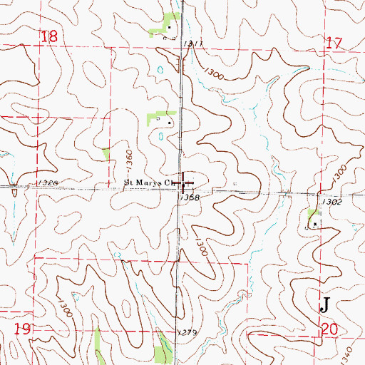 Topographic Map of Saint Mary's Cemetery, IA
