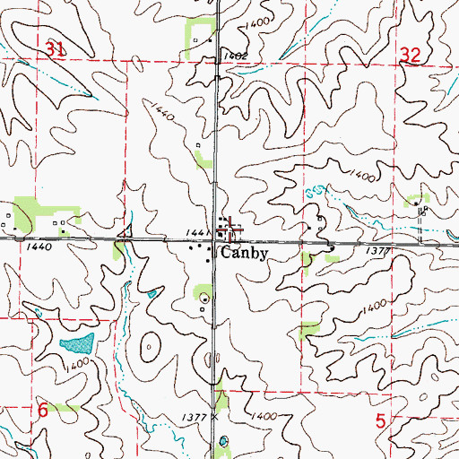 Topographic Map of Canby Cemetery, IA