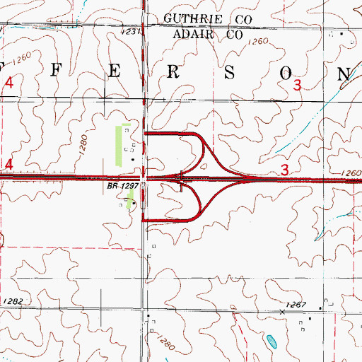 Topographic Map of Interchange 88, IA