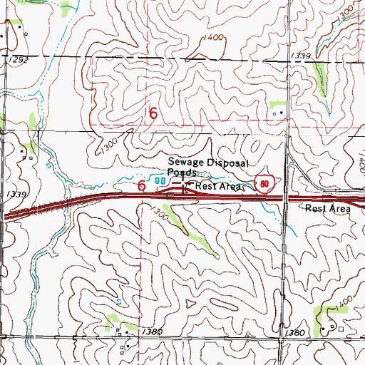Topographic Map of Adair West Bound Rest Area, IA