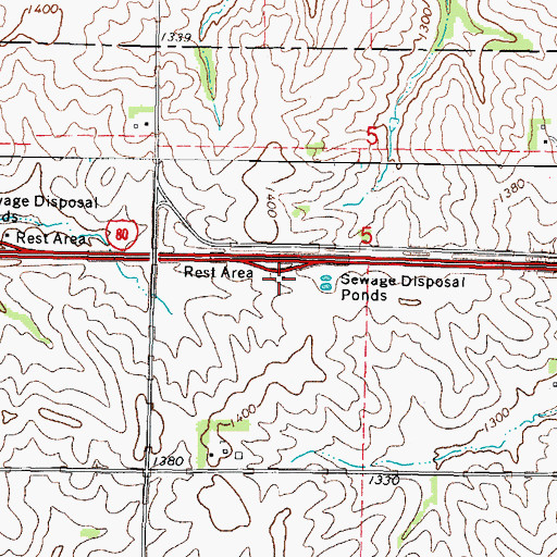 Topographic Map of Adair East Bound Rest Area, IA