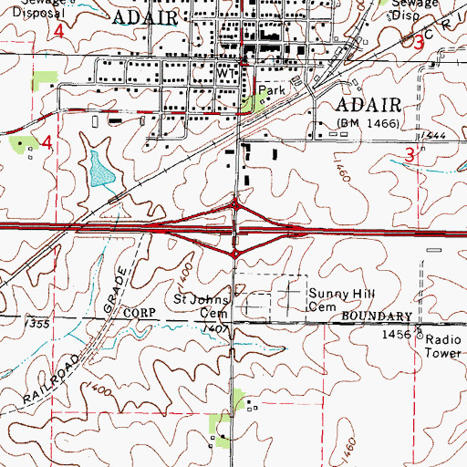 Topographic Map of Interchange 76, IA