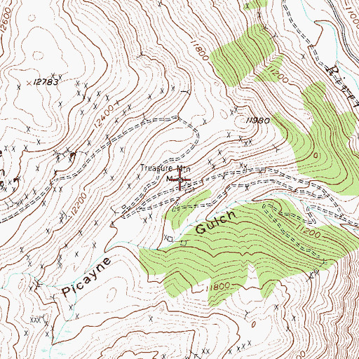 Topographic Map of Treasure Mountain Mine, CO