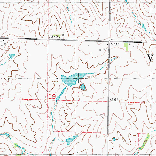 Topographic Map of Nodaway Wildlife Area, IA