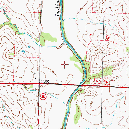 Topographic Map of Indian Creek Wildlife Area, IA