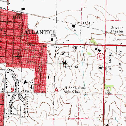 Topographic Map of Bluffs Urological Associates Center, IA