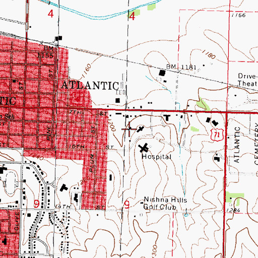 Topographic Map of Atlantic Dental Center, IA