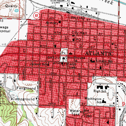 Topographic Map of Church of Christ, IA