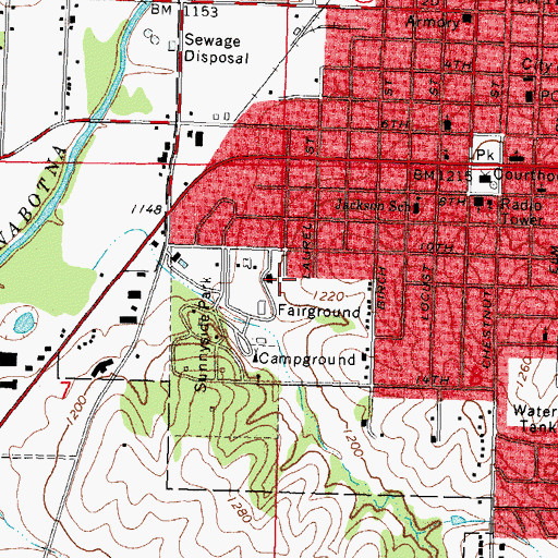 Topographic Map of Cass County Fairground, IA