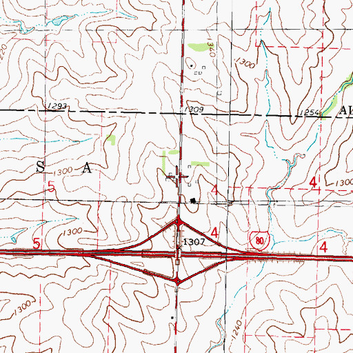 Topographic Map of Gurley Post Office (historical), IA