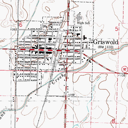 Topographic Map of Griswold Public Library, IA