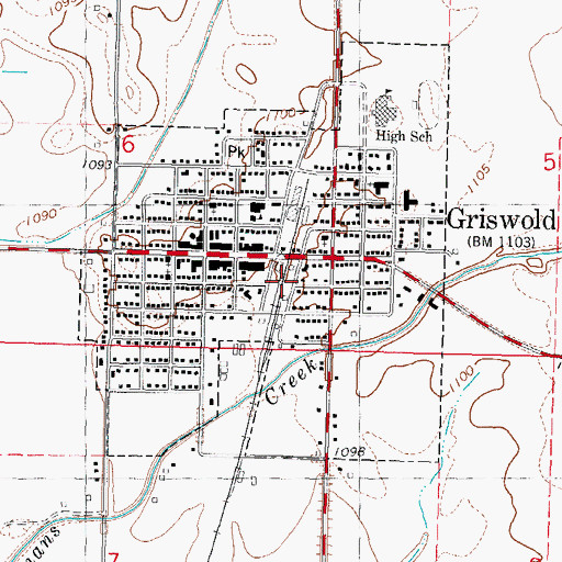 Topographic Map of Griswold (historical), IA