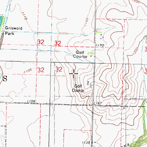 Topographic Map of Griswold Country Club, IA