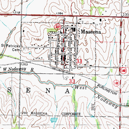 Topographic Map of Massena Medical Center, IA