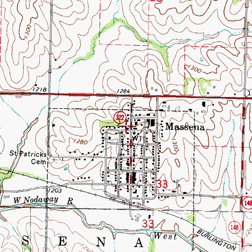 Topographic Map of Saint Patricks Church, IA
