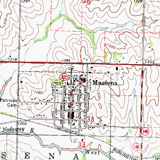 Topographic Map of CAM Middle School, IA
