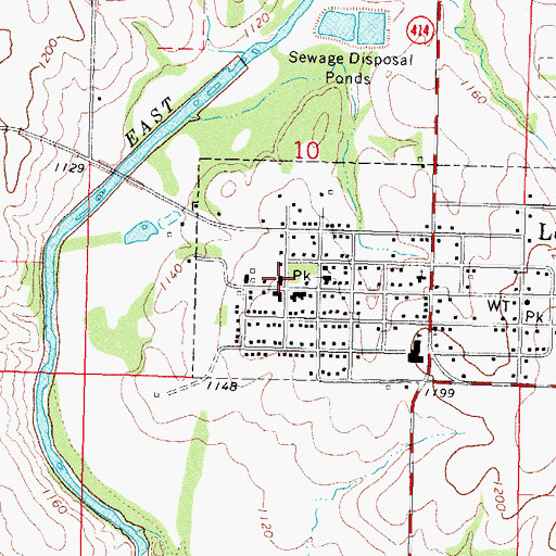 Topographic Map of Lewis Post Office, IA