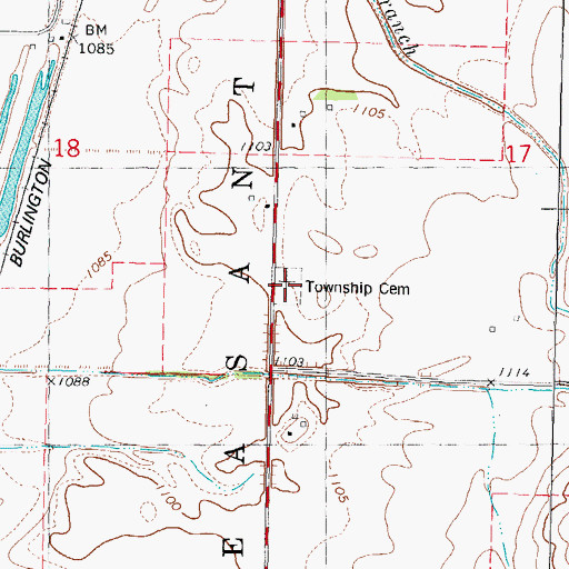 Topographic Map of Pleasant Township Cemetery, IA