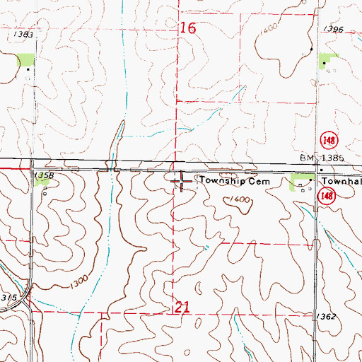 Topographic Map of Lincoln Center Cemetery, IA