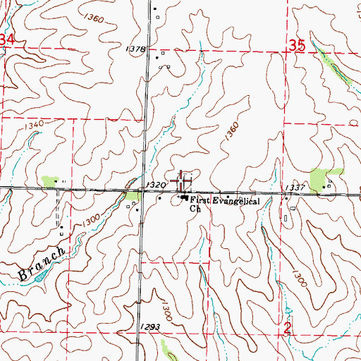 Topographic Map of Franklin Lutheran Cemetery, IA