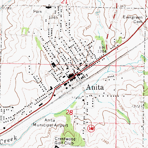 Topographic Map of Anita City Hall, IA
