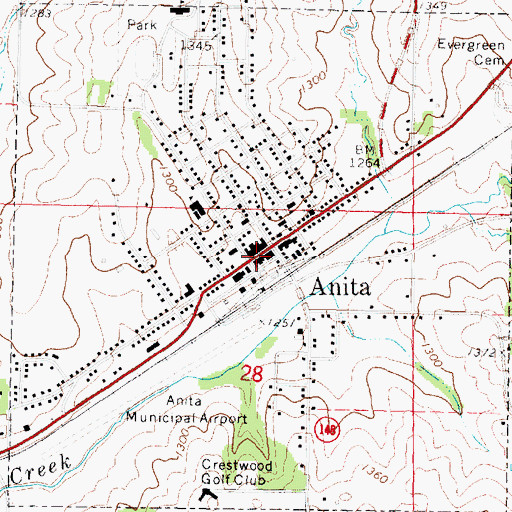 Topographic Map of Anita Police Department, IA