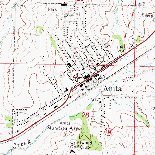 Topographic Map of Anita Volunteer Fire Department, IA