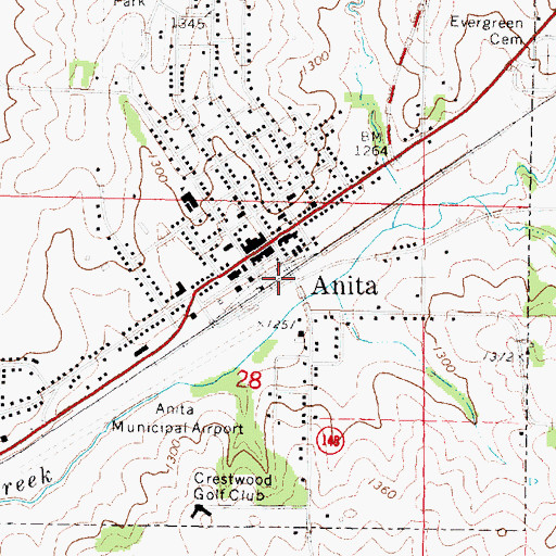 Topographic Map of Anita, IA
