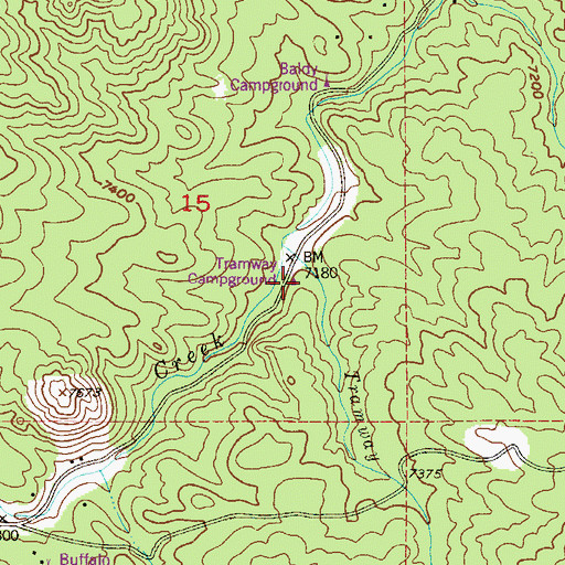 Topographic Map of Tramway Campground, CO
