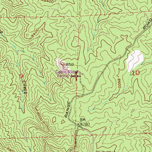 Topographic Map of Cabin Ridge Picnic Area, CO