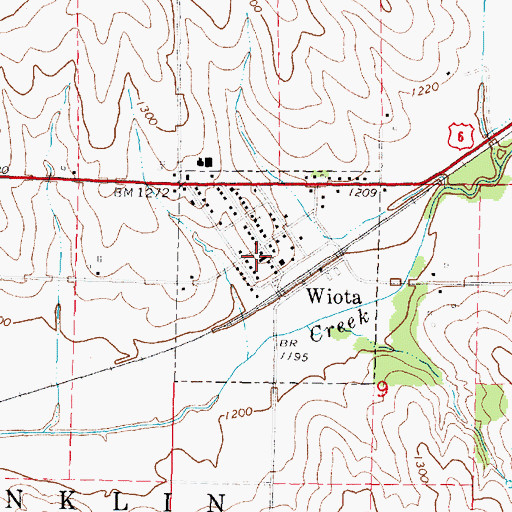 Topographic Map of Wiota Fire Department, IA