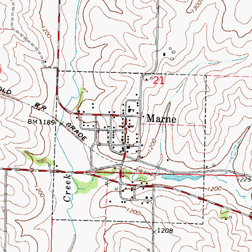 Topographic Map of Marne City Fire Station, IA