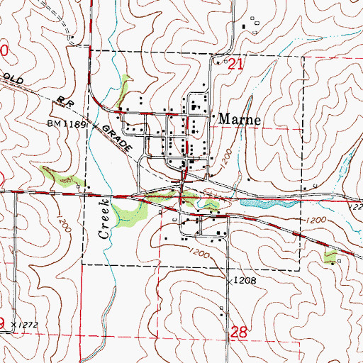 Topographic Map of Marne (historical), IA