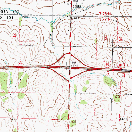 Topographic Map of Interchange 70, IA