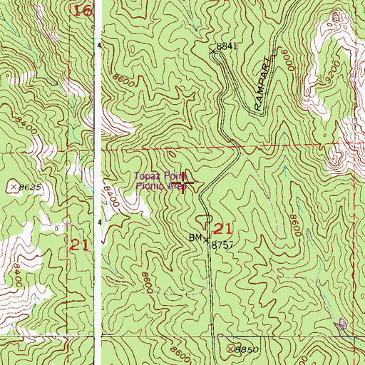 Topographic Map of Topaz Point Picnic Area, CO