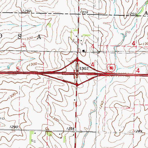 Topographic Map of Interchange 57, IA
