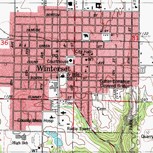 Topographic Map of John Wayne Birthplace, IA