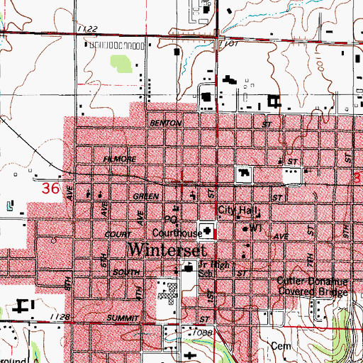 Topographic Map of Winterset (historical), IA