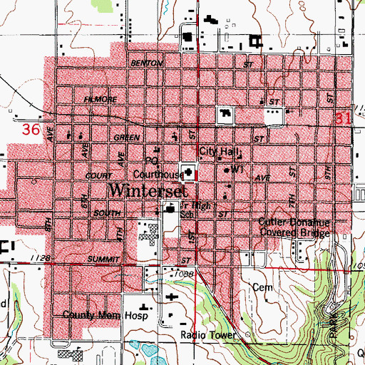 Topographic Map of Madison County Medical Associates Center, IA