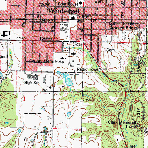 Topographic Map of Winterset Care Center South, IA