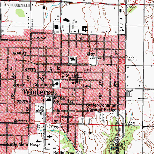 Topographic Map of First United Methodist Church, IA