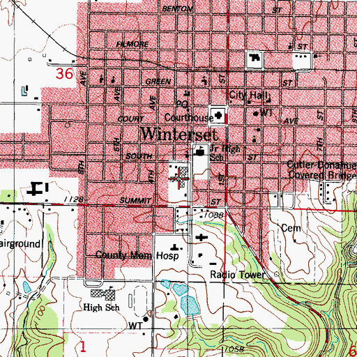 Topographic Map of Winterset Elementary School, IA