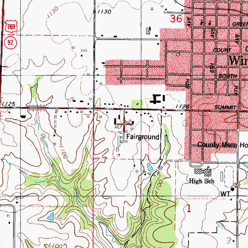 Topographic Map of Madison County Fairgrounds, IA